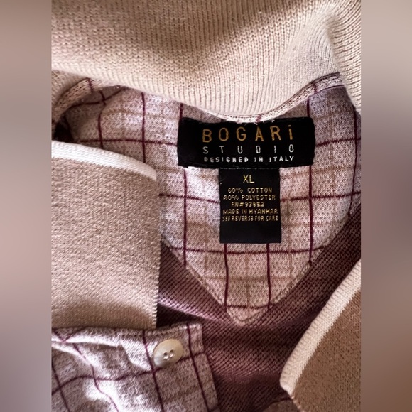 Vintage BOGARI STUDIO/Designed in Italy—Blue & Tan Polo Size XL - Picture 5 of 16